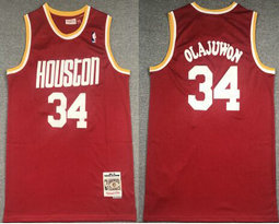 Houston Rockets #34 Hakeem Olajuwon Red 1993-94 Hardwood Classics Jersey