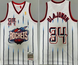 Houston Rockets #34 Hakeem Olajuwon White 1996-97 Hardwood Classics Authentic Stitched NBA Jersey