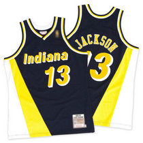 Indiana Pacers #13 Mark Jackson Navy Gold Mitchell and Ness Throwback NBA Jersey