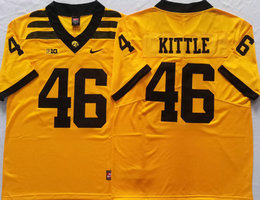 Iowa Hawkeyes #46 George Kittle Yellow Authentic Stitched NCAA Jersey
