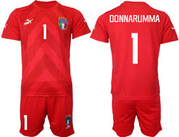 Italy #1 DDNNARUMMA Red 2022 World Cup National Soccer Jerseys