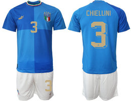 Italy #3 CHIELLINI Home 2022 World Cup National Soccer Jersey