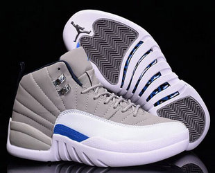 Jordan 12(XII) Authentic basketball shoes Grey White 41~47 160728