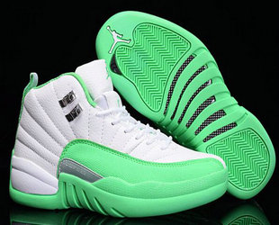 Jordan 12(XII) Authentic basketball shoes White Green 41~47 160728