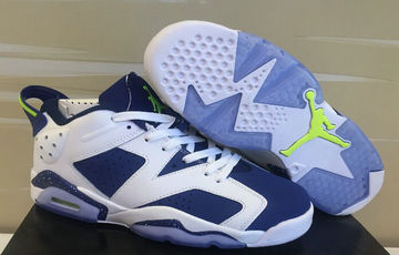 Jordan 6(VI) Air White Blue With Steel seal Basketball shoes size 41-47