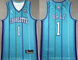 Jordan Charlotte Hornets #1 LaMelo Ball Light 2023-24 Authentic Stitched NBA jersey