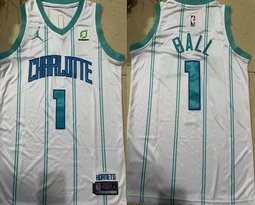 Jordan Charlotte Hornets #1 LaMelo Ball White With Advertising Authentic Stitched NBA jersey