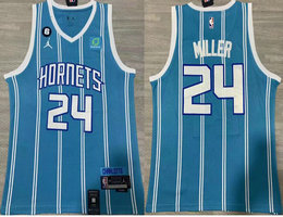 Jordan Charlotte Hornets #24 Brandon Miller Light Blue City With Advertising Authentic Stitched NBA jersey