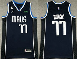 Jordan Dallas Mavericks #77 Luka Doncic Navy 6 Patch 22-23 With Advertising Authentic Stitched NBA Jersey