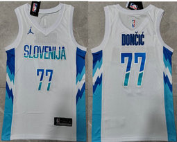 Jordan Dallas Mavericks #77 Luka Doncic White 22-23 With Advertising Authentic Stitched NBA Jersey