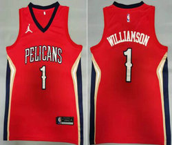 Jordan New Orleans Pelicans #1 Zion Williamson Red Game Authentic Stitched NBA Jersey
