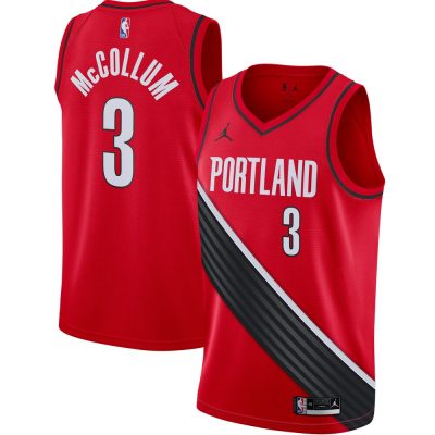 Jordan Portland Trail Blazers #3 C.J. McCollum Red Authentic Stitched NBA Jersey