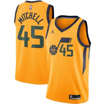 Jordan Utah Jazz #45 Donovan Mitchell Yellow Authentic Stitched NBA Jersey