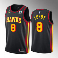 Jordon Atlanta Hawks #8 Seth Lundy Black With Advertising Stitched NBA Jersey