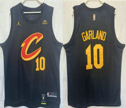 Jordon Cleveland Cavaliers #10 Darius Garland Black With Advertising 22-23 Authentic Stitched NBA Jersey