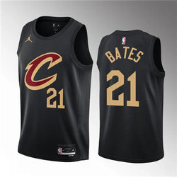 Jordon Cleveland Cavaliers #21 Emoni Bates Black Authentic Stitched NBA Jersey