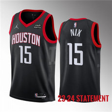 Jordon Houston Rockets #15 Daishen Nix Black 2023 Statement Edition Stitched Basketball Jersey
