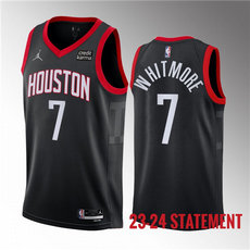 Jordon Houston Rockets #7 Cam Whitmore Black 2023 Draft Statement Edition Stitched Basketball Jersey