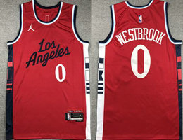 Jordon Los Angeles Clippers #0 Russell Westbrook 2024 Red Authentic Stitched NBA Jersey
