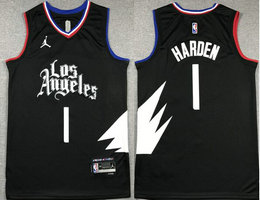 Jordon Los Angeles Clippers #1 James Harden Black Stitched NBA Jersey