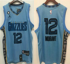 Jordon Memphis Grizzlies #12 Ja Morant White 6 Patch 2022-23 NBA jersey