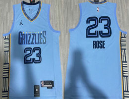 Jordon Memphis Grizzlies #23 Derrick Rose Light Blue Authentic Stitched NBA jersey