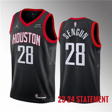 Jordon Nike Houston Rockets #28 Alperen Sengun Black 2023 Statement Edition Stitched Basketball Jersey