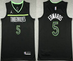 Jordon Nike Minnesota Timberwolves #5 Anthony Edwards Black Authentic Stitched NBA Jersey