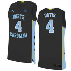 Jordon North Carolina Tar Heels #4 RJ Davis Black NCAA jersey