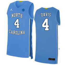 Jordon North Carolina Tar Heels #4 RJ Davis Blue NCAA jersey