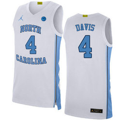 Jordon North Carolina Tar Heels #4 RJ Davis White NCAA jersey
