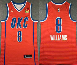 Jordon Oklahoma City Thunder #8 Jalen Williams Orange With Advertising Authentic Stitched NBA Jersey