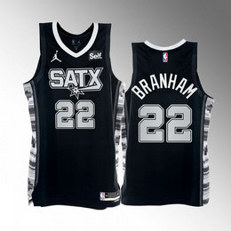Jordon San Antonio Spurs #22 Malaki Branham Black Authentic Stitched NBA Jersey