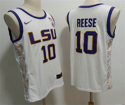 LSU Tigers #10 Angel Reese White Stitched Jersey