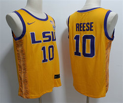 LSU Tigers #10 Angel Reese Yellow Stitched Jersey