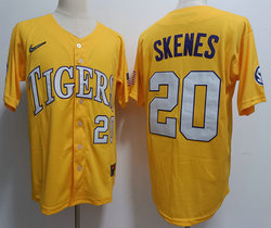 LSU Tigers #20 Paul Skenes Gold Authentic stitched Football jersey