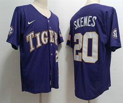 LSU Tigers #20 Paul Skenes Purple Authentic stitched Football jersey