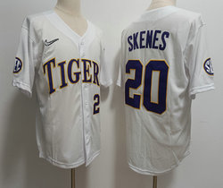 LSU Tigers #20 Paul Skenes White Authentic stitched NCAA jersey