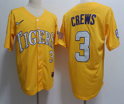 LSU Tigers #3 Dylan Crews Gold Authentic stitched Football jersey