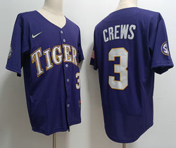 LSU Tigers #3 Dylan Crews Purple Authentic stitched Football jersey