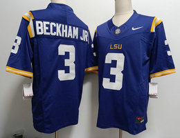 LSU Tigers #3 Odell Beckham Jr Purple F.U.S.E Stitched NCAA Jersey