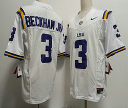 LSU Tigers #3 Odell Beckham Jr White F.U.S.E Stitched NCAA Jersey