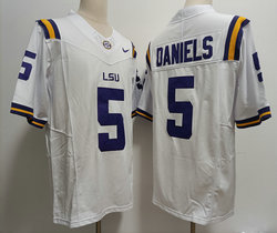 LSU Tigers #5 Jayden Daniels White 2023 F.U.S.E. Authentic stitched NCAA jersey