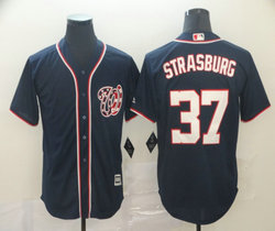Majestic Washington Nationals #37 Stephen Strasburg Navy Game Authentic Stitched MLB Jersey