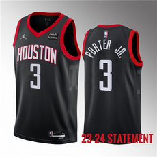 Man Houston Rockets #3 Kevin Porter Jr. Black 2023 Statement Edition Stitched Basketball Jersey