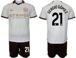 Manchester City 2023-24 #21 SERGIO GOMEZ Away Soccer Club Jersey