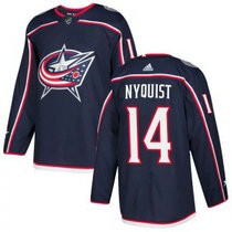 Men's Adidas Columbus Blue Jackets #14 Gustav Nyquist Navy Blue Home Authentic Stitched NHL jersey