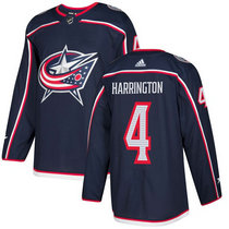 Men's Adidas Columbus Blue Jackets #4 Scott Harrington Navy Blue Home Authentic Stitched NHL jersey