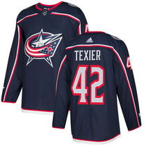 Men's Adidas Columbus Blue Jackets #42 Alexandre Texier Navy Blue Home Authentic Stitched NHL jersey