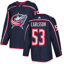 Men's Adidas Columbus Blue Jackets #53 Gabriel Carlsson Navy Blue Home Authentic Stitched NHL jersey